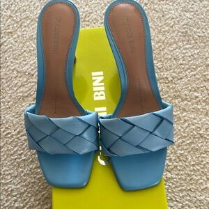 Gianni Bini Light Blue Woven Slide Heels